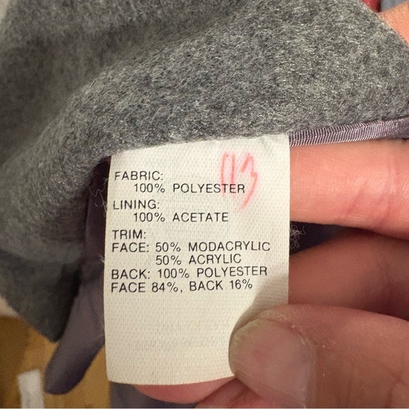 Vintage Faux Fur Collar Union Made Long Overcoat Full Length Sz 14 Gray - Picture 3 of 8